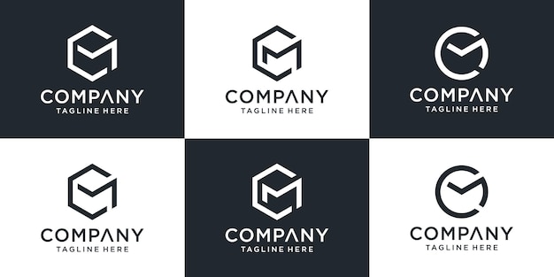 Conjunto de plantilla de logotipo de letra inicial de monograma creativo cm