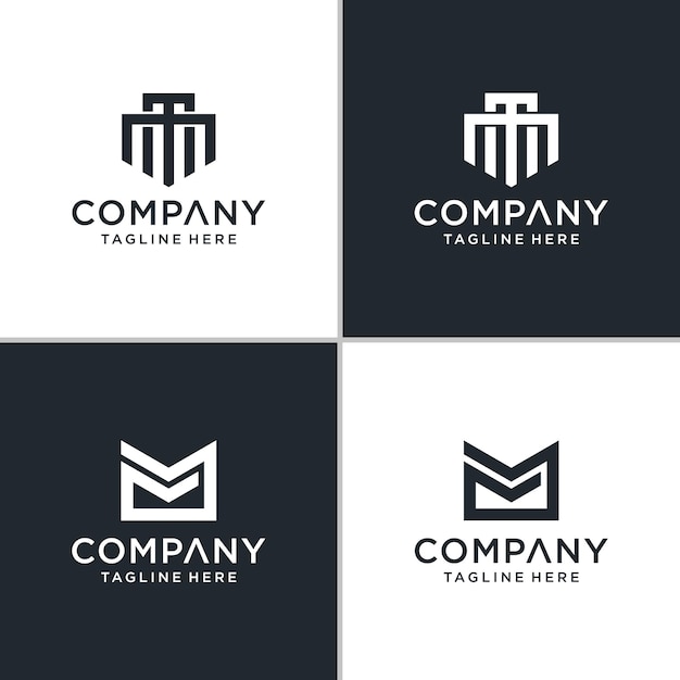 Conjunto de plantilla de logotipo de letra inicial de monograma creativo mm