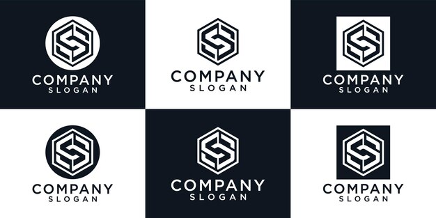 conjunto de plantilla de logotipo de letra monograma creativo
