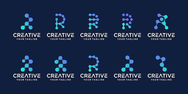 Conjunto de plantilla de logotipo de letra R inicial de colección.