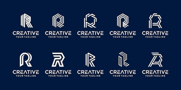Conjunto de plantilla de logotipo de letra R inicial de colección.