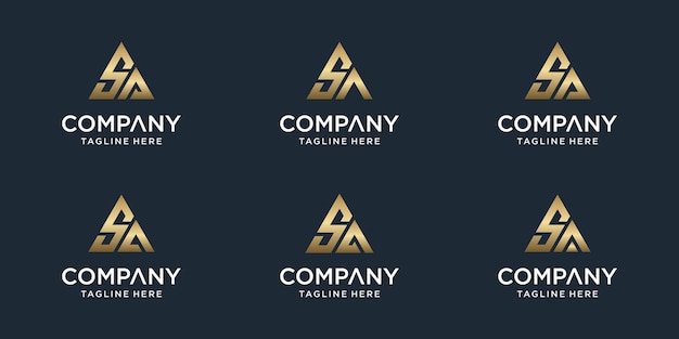 Conjunto de plantilla de logotipo de letra sa monograma abstracto creativo. logotipos para negocios de lujo, elegantes, sencillos