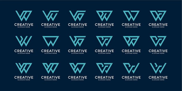 Conjunto de plantilla de logotipo de letra w creativa