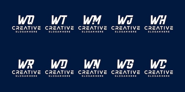 Conjunto de plantilla de logotipo de letra w inicial creativa