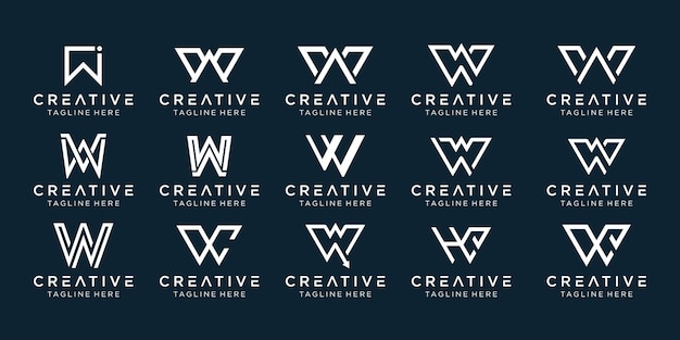 Conjunto de plantilla de logotipo de letra W de monograma creativo.
