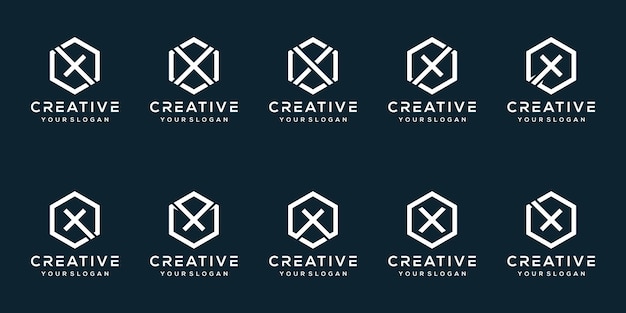 conjunto de plantilla de logotipo de letra x de paquete
