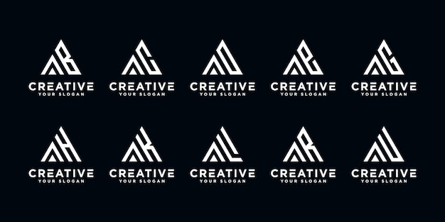 Conjunto de plantilla de logotipo monograma creativo letra ay etc. iconos para negocios de lujo, elegantes y sencillos.
