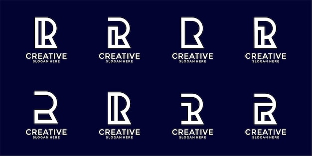 Conjunto de plantilla de logotipo de monograma creativo letra r