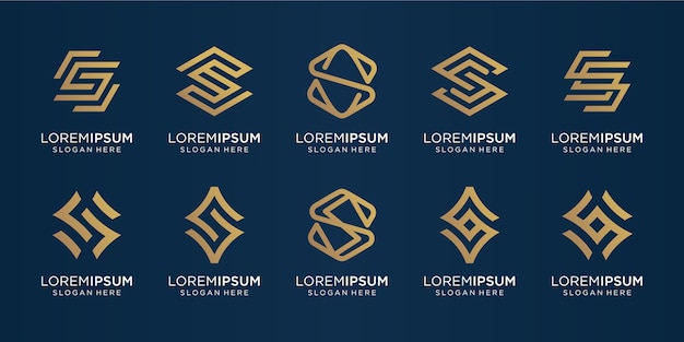 Conjunto de plantilla de logotipo de monograma creativo letra S