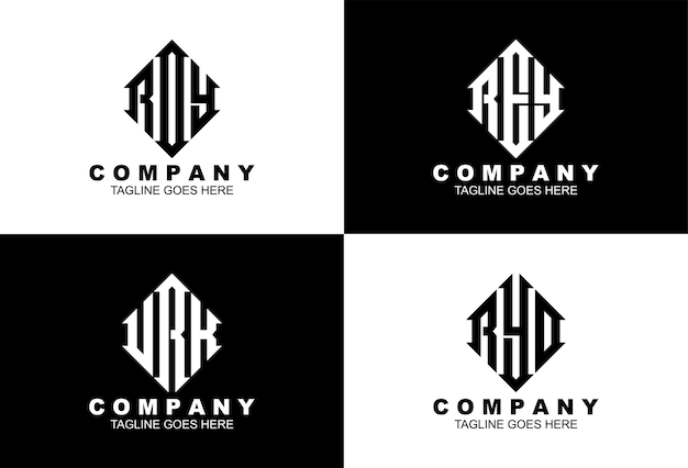 Conjunto de plantilla de logotipo de monograma de iniciales de 3 letras