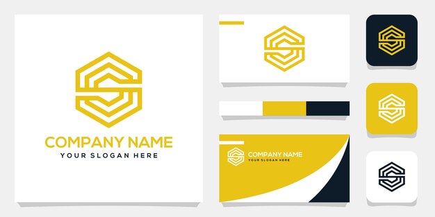 Conjunto de plantilla de logotipo de monograma de letra S, diseño de tarjeta de visita