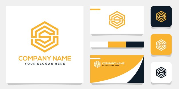 Conjunto de plantilla de logotipo de monograma de letra S, diseño de tarjeta de visita