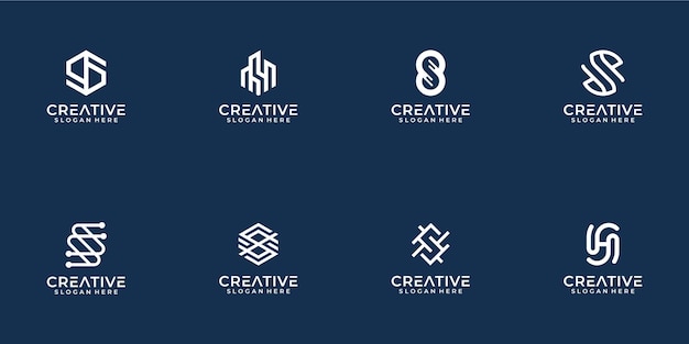 Conjunto de plantilla de logotipo de monograma s colección de logotipo de letra inicial creativa s