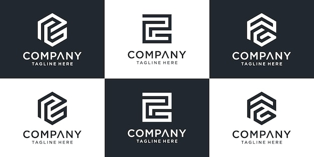 Conjunto de plantilla de logotipo de pg de letra inicial de monograma creativo