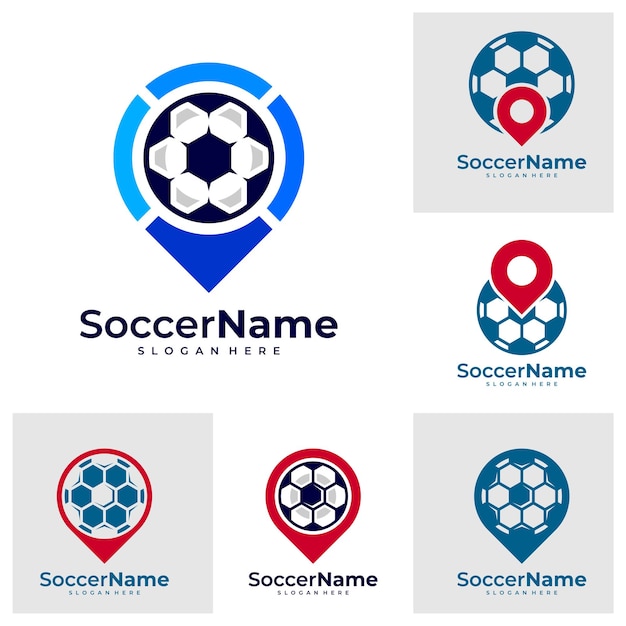 Conjunto de plantilla de logotipo de point soccer vector de diseño de logotipo de point soccer