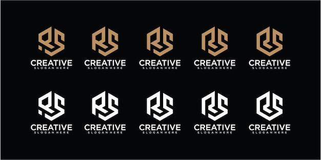 Conjunto de plantilla de logotipo rs de letra de monograma abstracto