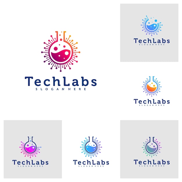 Conjunto de plantilla de logotipo de Tech Lab Diseño de logotipo de Creative Lab vector Conceptos de logotipo de tecnología