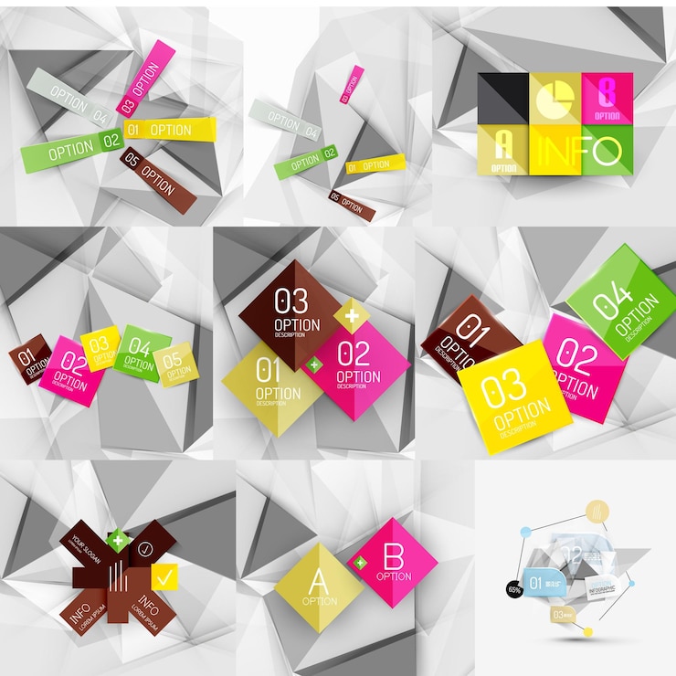 Vector conjunto de plantilla moderna de infografía gráfica de papel