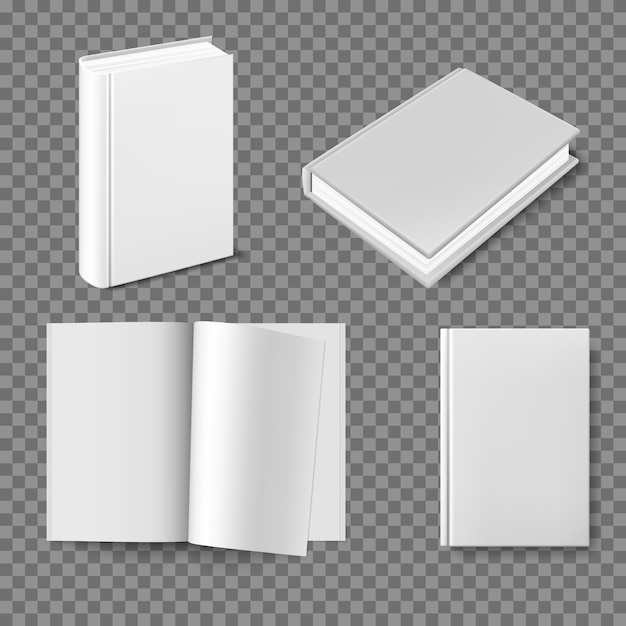 Conjunto de plantilla de portada de libro en blanco.