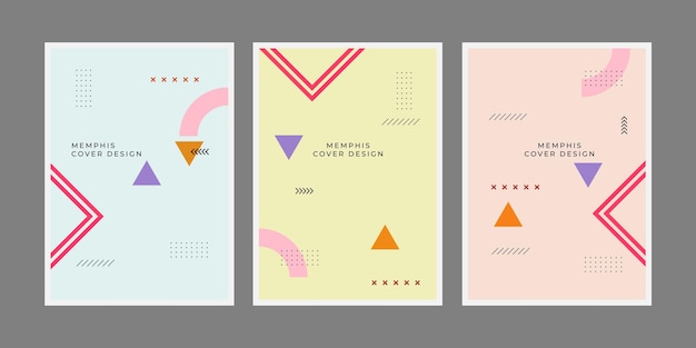 conjunto de plantilla de portada de negocios colección de diseño de memphis color completo