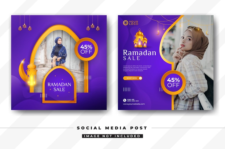 Vector conjunto de plantilla de redes sociales de venta ramadan kareem