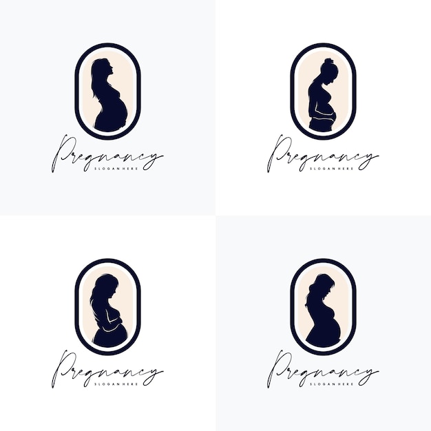 Conjunto de plantilla de Vector de diseño de logotipo de embarazo