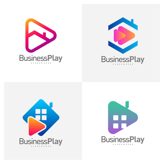 Conjunto de plantilla de vector de diseño de logotipo de Play House Conceptos de logotipo de juego de icono