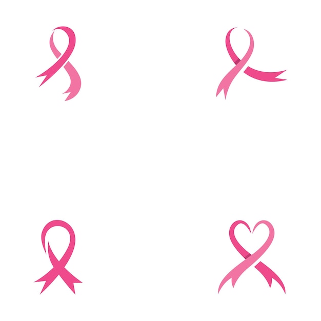 Conjunto de plantilla de vector de logotipo de cinta de conciencia de cáncer de mama