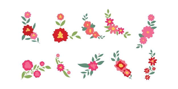 Conjunto de plantilla de vector de logotipo de flor a todo color