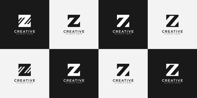 Conjunto de plantilla de vector de logotipo de letra Z inicial