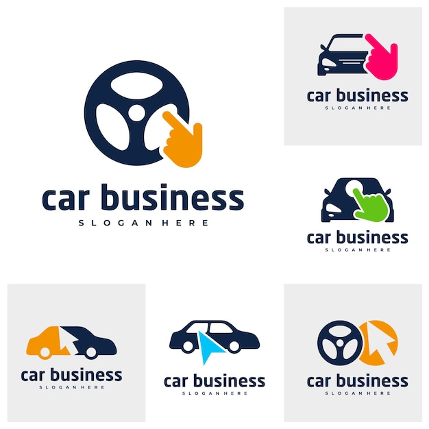 Conjunto de plantilla de vector de logotipo táctil de coche Conceptos creativos de diseño de logotipo de coche