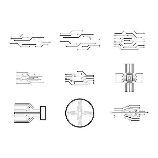 Conjunto de plantilla de vector de logotipo de tecnología de circuito