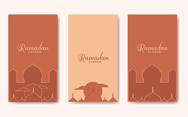 Vector conjunto de plantillas de arte de línea de ramadán