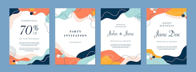 Conjunto de plantillas artísticas creativas abstractas para el diseño de invitaciones y libros de tapa