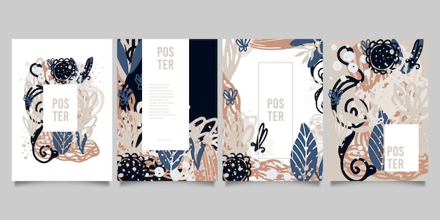 Conjunto de plantillas artísticas universales creativas abstractas. bueno para carteles, tarjetas, invitaciones, volantes, portadas, pancartas, carteles, folletos y otros diseños gráficos.