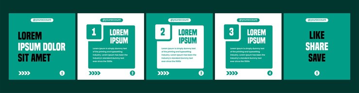 Vector conjunto de plantillas de banner de carrusel para publicaciones en redes sociales