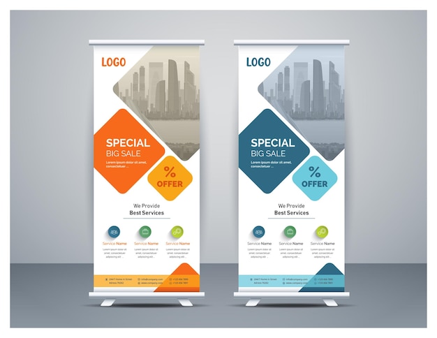 Conjunto de plantillas de banner enrollable corporativo moderno y limpio profesional