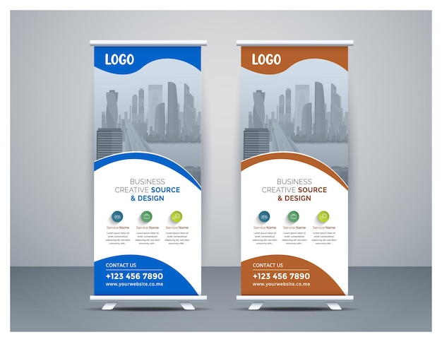 Conjunto de plantillas de banner enrollable de negocios limpio y moderno profesional