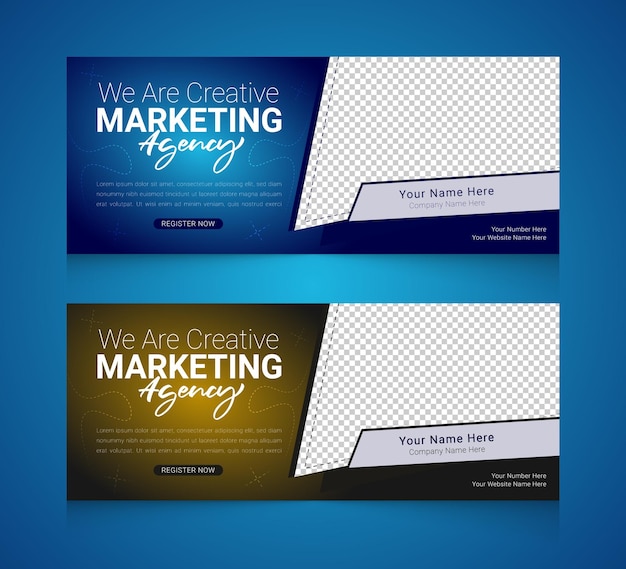 Conjunto de plantillas de banner horizontal de agencia de marketing digital profesional