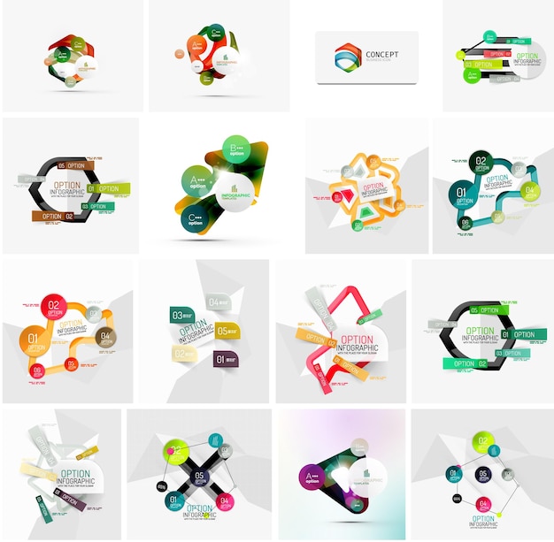 Conjunto de plantillas de banner infográfico geométrico abstracto