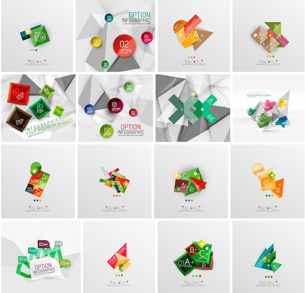 Conjunto de plantillas de banner infográfico geométrico abstracto