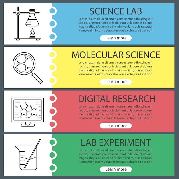 Conjunto de plantillas de banner de laboratorio de ciencia fácil de editar