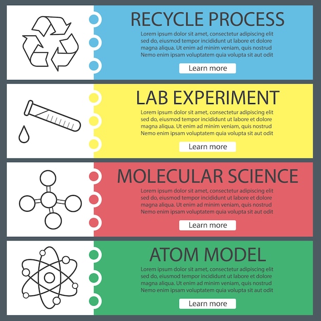 Conjunto de plantillas de banner de laboratorio de ciencia