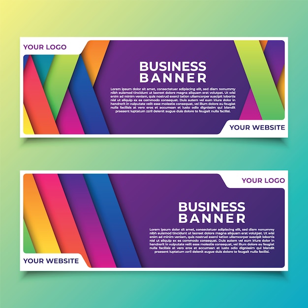 Un conjunto de plantillas de Banner de negocios modernos con diseño geométrico colorido