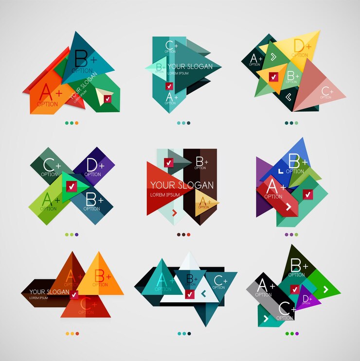 Vector conjunto de plantillas de banner de opción abstracta colorida