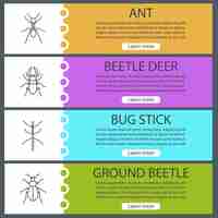 Vector conjunto de plantillas de banner web de insectos