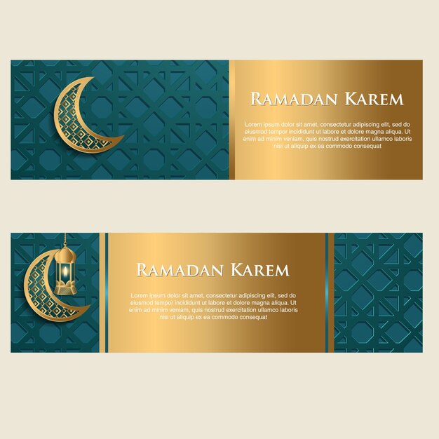 Conjunto de plantillas de banners con diseño islámico.