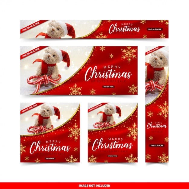 Conjunto de plantillas de banners web de venta de Navidad
