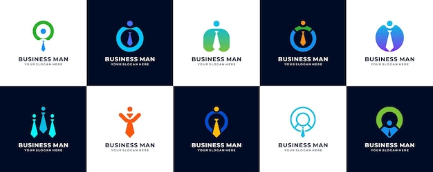 conjunto de plantillas de colección vectorial de diseño de logotipos de hombres de negocios