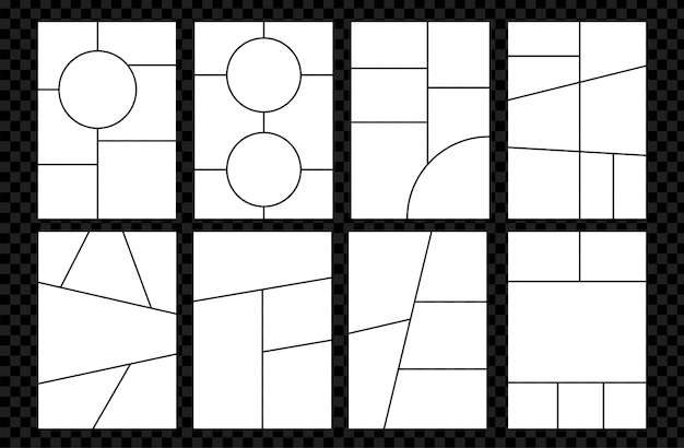 Vector conjunto de plantillas de cuadrícula para fotocollage página de tablero de estado de ánimo vectorial con marcos mosaico de diseño simple con